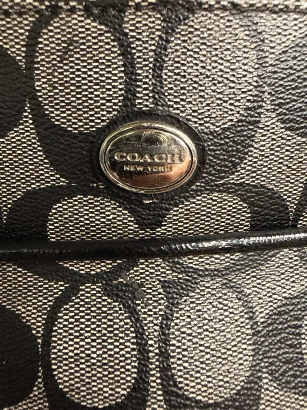 Coach Signature Diaper Tote Bag Black Gray Jacquard Canvas Baby Bag F25741